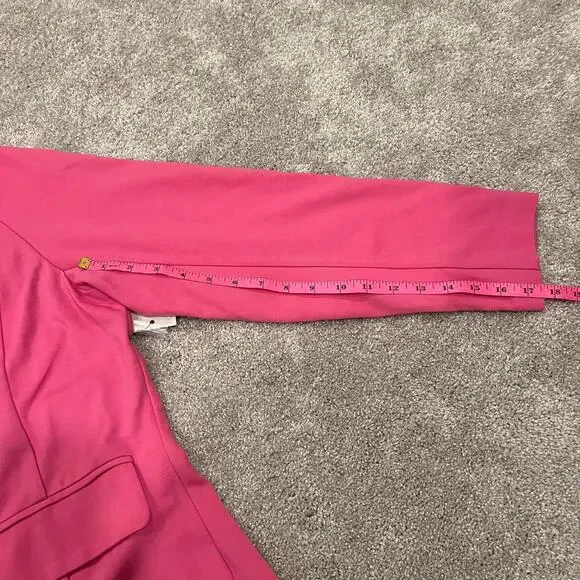 NWT Eloqui Women's Fabric Plus Size Blazer in Bright Pink Gold Buttons Size 22 - Picture 13 of 13